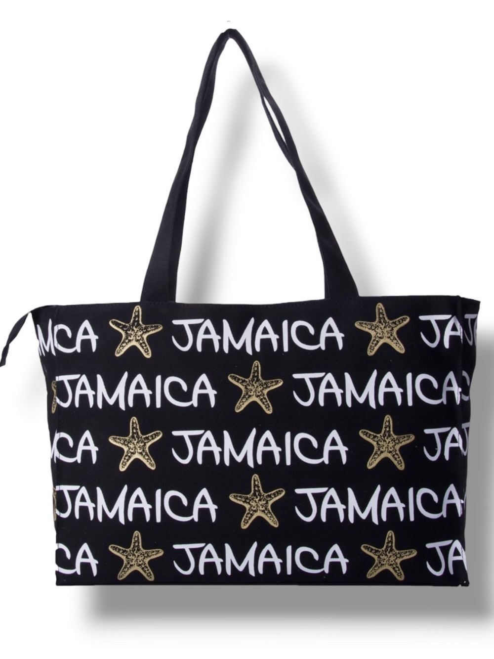 Large Starfish Cotton Canvas Tote Beach Shoulder Bag Black White Gold Robin Ruth